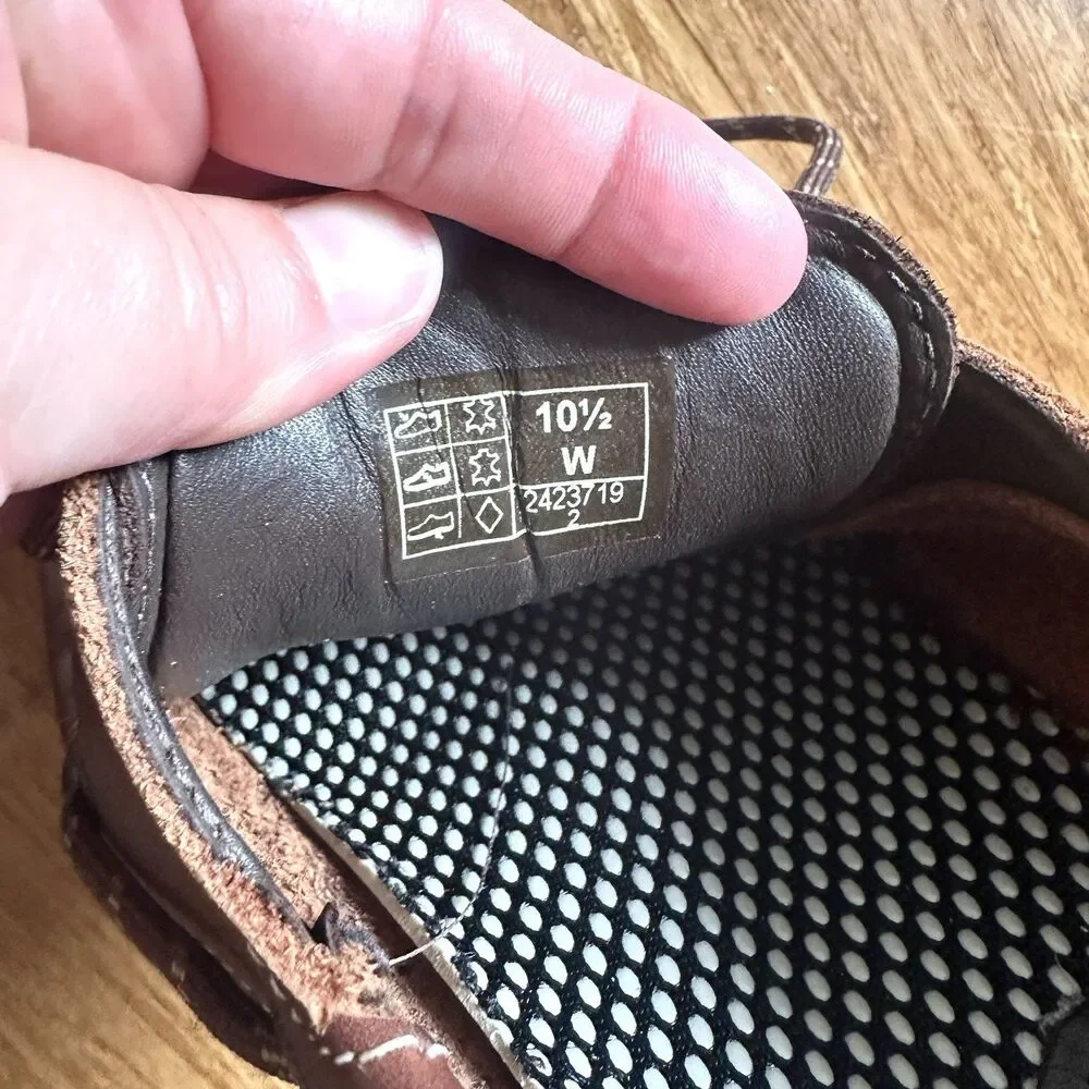 SAS Leather Boat Shoes Mens 10.5 W Wide Brown Lace Up Made in USA Comfort Casual